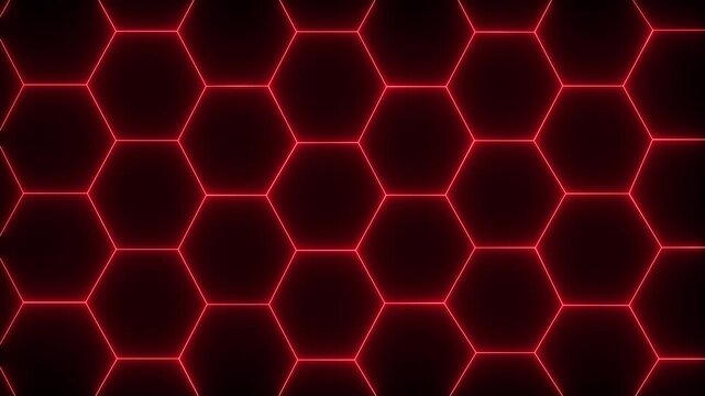 Animated background with turbulent hexagon tiles and background light, abstract wallpaper. Abstract Colorful Glowing Neon Electric hexagon animation motion graphic,