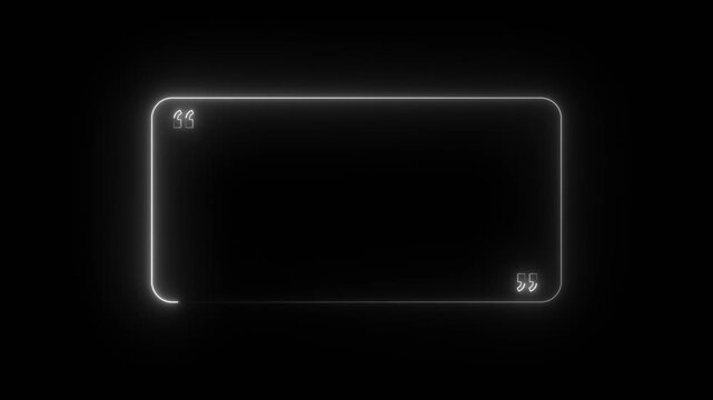 quotes neon frame frame border animated frame border place adverbs. neon template animation on black background