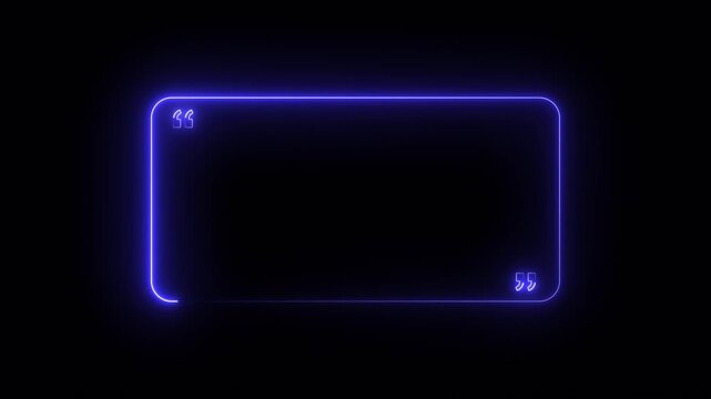 quotes neon frame frame border animated frame border place adverbs. neon template animation on black background