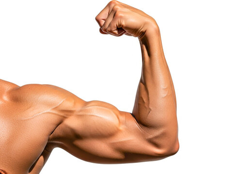 Strong muscular male arm flexing bicep muscle