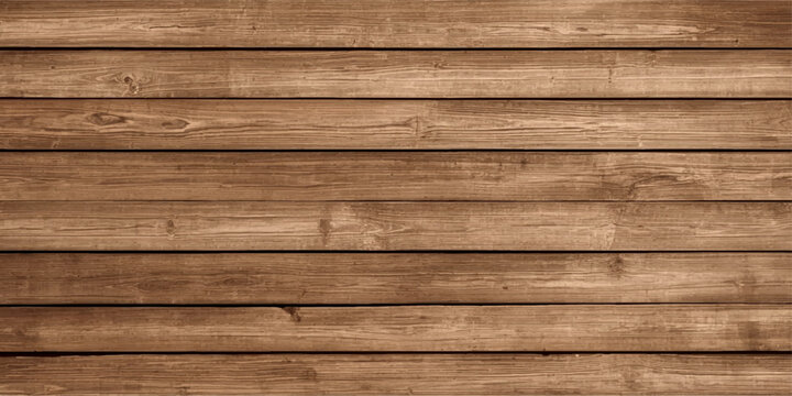 Rustic brown wood texture background with horizontal wooden planks, natural timber grain, weathered boards, vintage distressed wood surface, realistic knots, aged pattern, and rustic retro design.