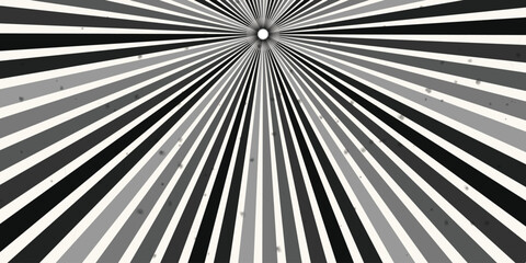 Fototapeta premium Abstract monochrome sunburst pattern with radial lines from top center.