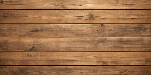 Rustic brown wood texture background with horizontal wooden planks, natural timber grain, weathered boards, vintage distressed wood surface, realistic knots, aged pattern, and rustic retro design.