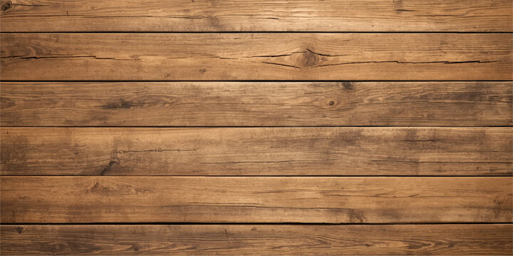 Rustic brown wood texture background with horizontal wooden planks, natural timber grain, weathered boards, vintage distressed wood surface, realistic knots, aged pattern, and rustic retro design.