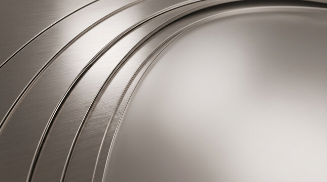 Abstract brushed metal arcs background featuring elegant curved stainless steel texture with modern industrial design and premium luxury aesthetics
