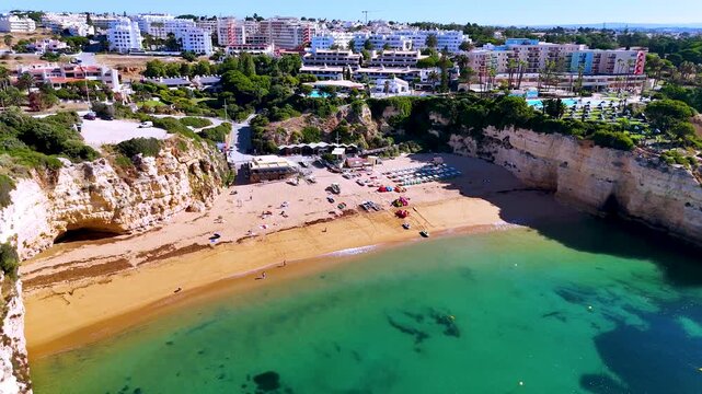 Aerial view of the beach in Porches in the municipality of Lagoa, Portugal