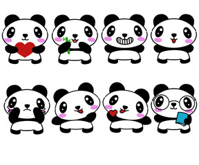 Cute set panda of cartoon animals © Yusliana