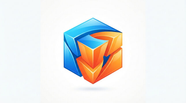 3D cube logo icon. Abstract geometric shape for modern business branding and tech design.