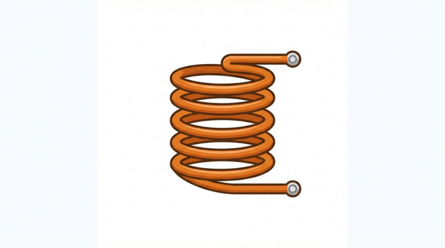 Air core inductor icon. Copper wire coil symbol for electronic circuit design.