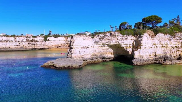 Aerial view of the beach in Porches in the municipality of Lagoa, Portugal