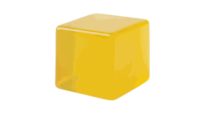Vector illustration of yellow gelatin cube on a transparent background