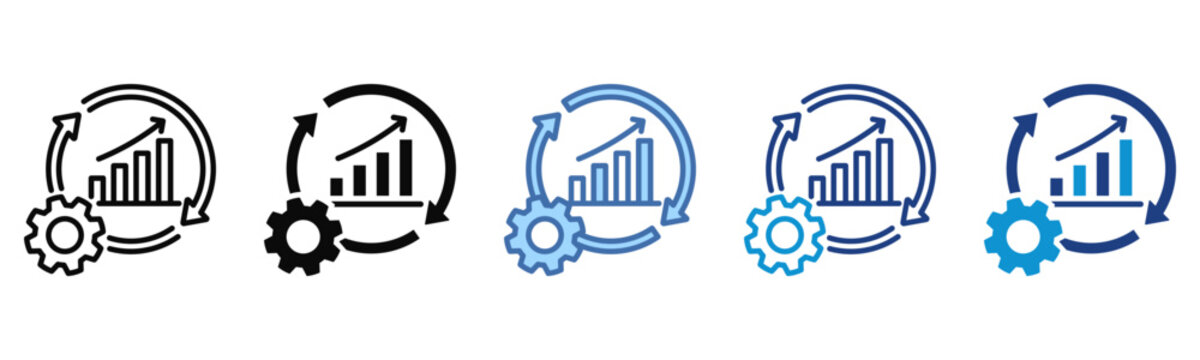 Continuous Improvement icon set multiple style collection