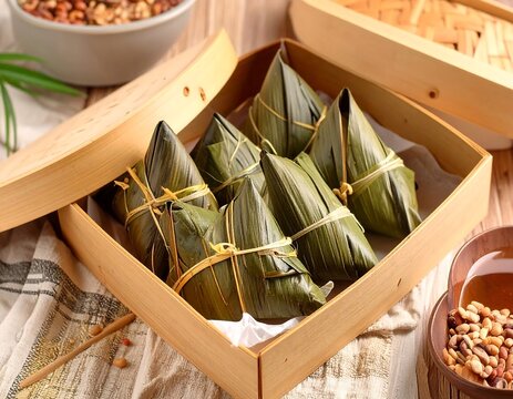 Chinese zongzi rice dumpling packaging mockup
