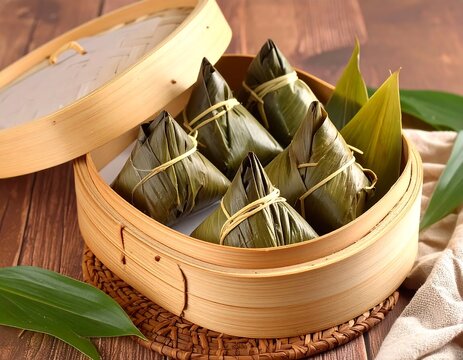 chinese steamed rice - zongzi 