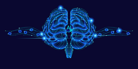 Illustration of abstract stream, AI brain concept. Artificial intelligence. Big data, technology, AI, data transfer, data flow, large language model, generative AI, LLM, NLP. NLG. Photo stock © Krot_Studio