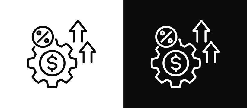 Cost Efficiency icon set black and white