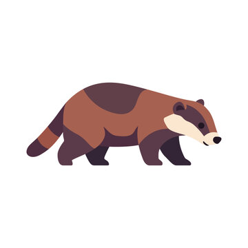 European badger, side view, colorful vector icon