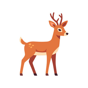 Roe deer, side view, colorful vector icon