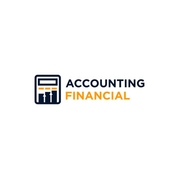 Calculator accounting logo flat style Vector Image with financial logo creative arrow and diagram investment design graphic. Suitable for your design need, logo, illustration, animation, etc.