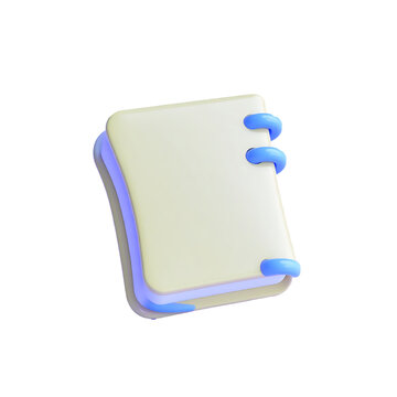 Cute 3D yellow notebook, plastic cartoon toy style, soft pastel tones, glossy finish