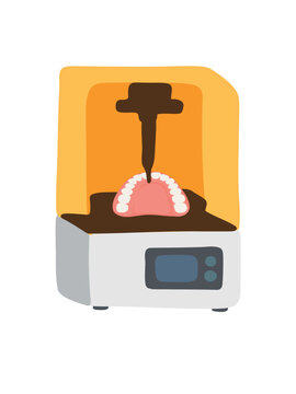 dental milling machine flat vector illustration
