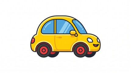 Obraz premium Cute Yellow Cartoon Compact Car Vector Illustration
