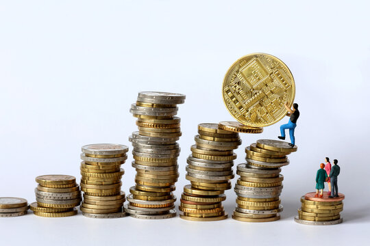 Investor Trying to Prevent Bitcoin Price Crash in Conceptual Financial Market Scene