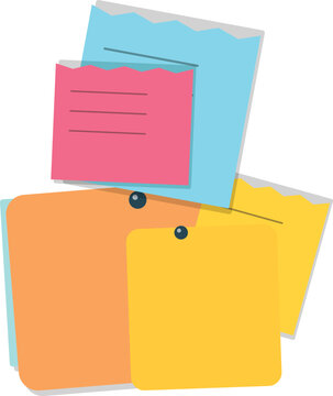 A stack of colorful adhesive sticky notes isolated on a white background for office and school organization