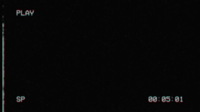 Vhs retro video overlay with play text and digital timecode