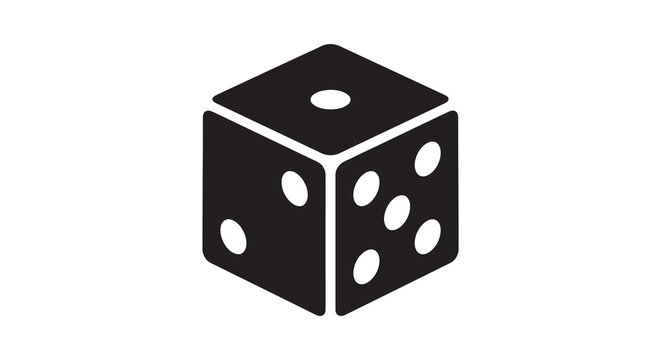 Six sided die in black silhouette dice