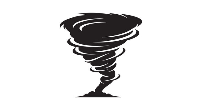 Swirling tornado shape in black silhouette vortex