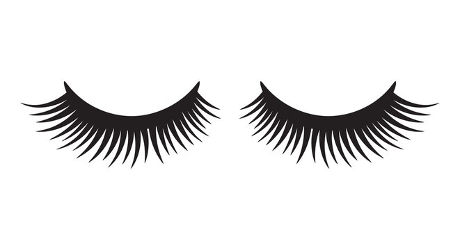 Closed eyes with long eyelashes black silhouette
