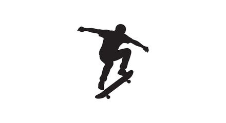 Obraz premium Skateboarder in mid air jump black silhouette