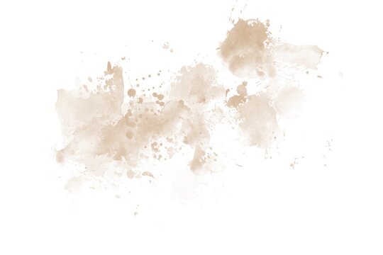 Abstract Cream Watercolor Splash on White Background Hand Painted Ink Wash Texture