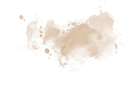 Abstract Cream Watercolor Splash on White Background Hand Painted Ink Wash Texture