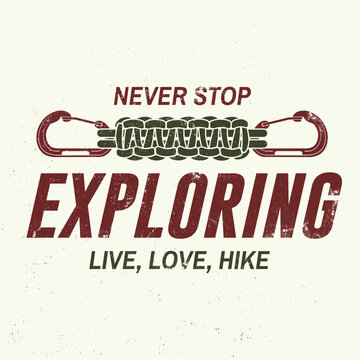 Vintage Exploring T-Shirt Design Vector, Retro Hiking Typography Graphic for Outdoor Apparel