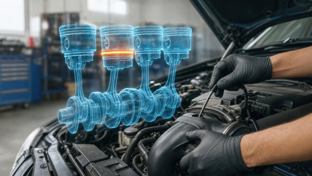 Engine Probe Inspection With Holographic Piston Ring Failure