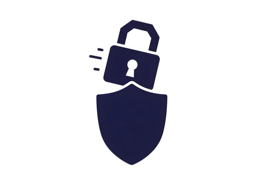 Padlock floating above a shield icon represents digital safety and data protection measures.