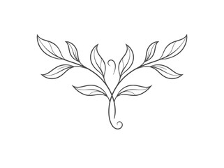 Elegant stylized plant stem with leaves ornamental flourish vector graphic © Kenari