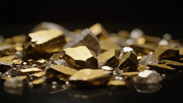 Golden Ore Crystals Sparkling Macro Shot