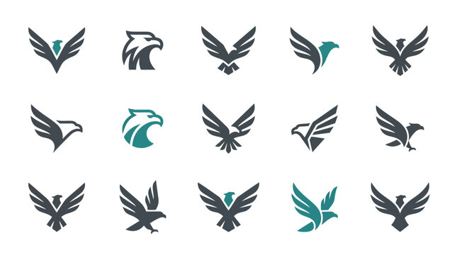 Corporate eagle and hawk head logo icon collection.