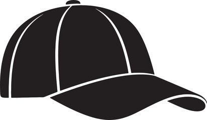 Fototapeta premium Black baseball cap silhouette on transparent background vector.