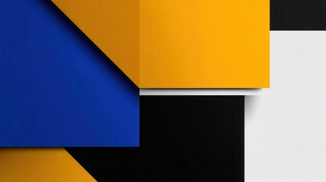 Geometric Abstract Background with Blue, Yellow, Black, and White