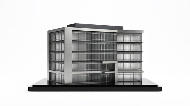 Modern multi-story residential building with glass balconies. Contemporary urban architecture showcasing sleek design and structural elegance.