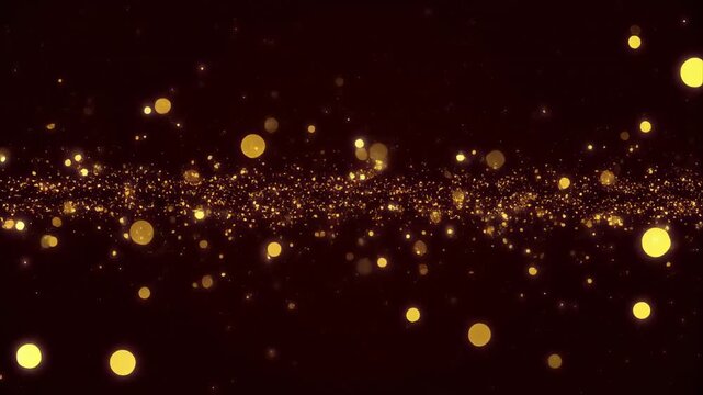 golden particles floating in dark cosmic space animation
