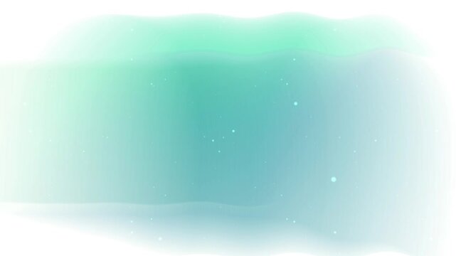 Abstract teal and mint green wave background with glowing floating bokeh dust particles, modern digital technology wallpaper, flowing soft light motion loop