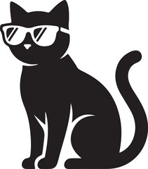  Cool cat wearing sunglasses black silhouette vector art. vector illustration eps 10 © REKHA