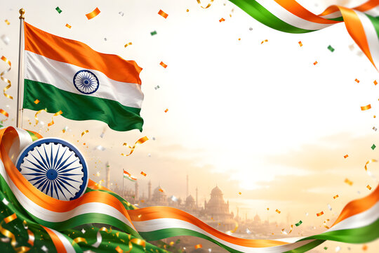 Happy Independent Independence Day and Republic Day Celebration India Patriotic National Celebration Design