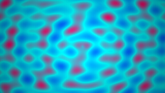 Abstract colorful blobs on glowing blue-green background