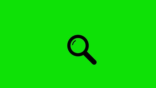 Minimal Search Magnifying Glass Icon on green Background.
